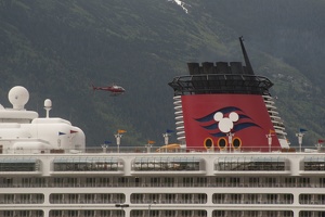 316-0510 Helecopter over Disney Ship in Skagway AK